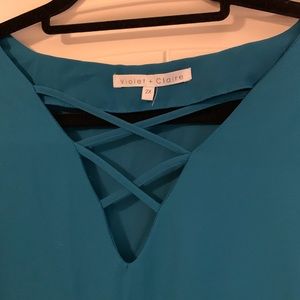 Teal flowing blouse long